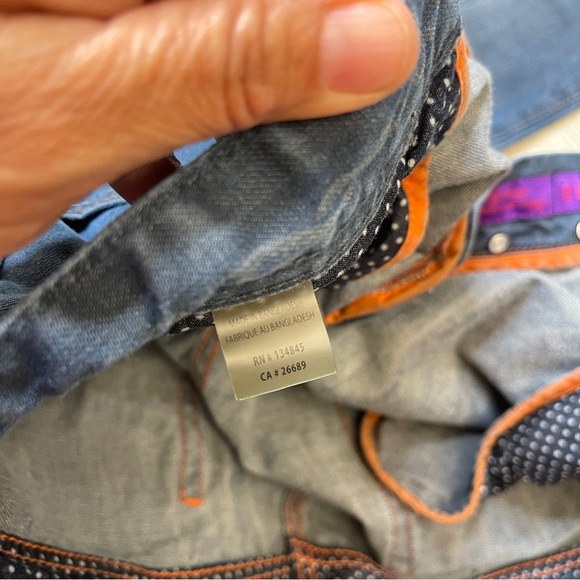 Robert Graham Slim Jim Straight Button Fly Blue Dark Wash Denim Jeans  Size 38W - Picture 7 of 14